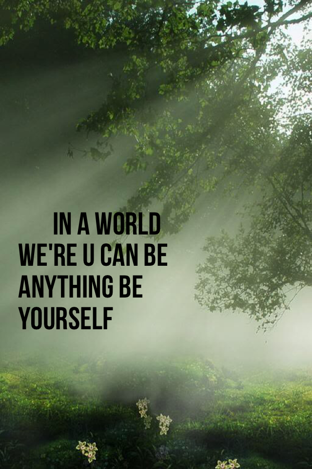        In a world 
We're u can be anything be yourself 
