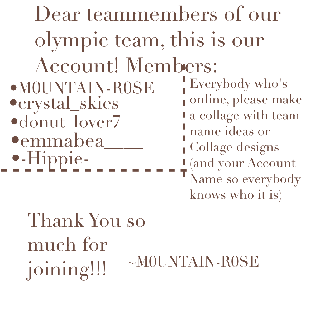 Dear teammembers... THANKS FOR JOINING!!!!!