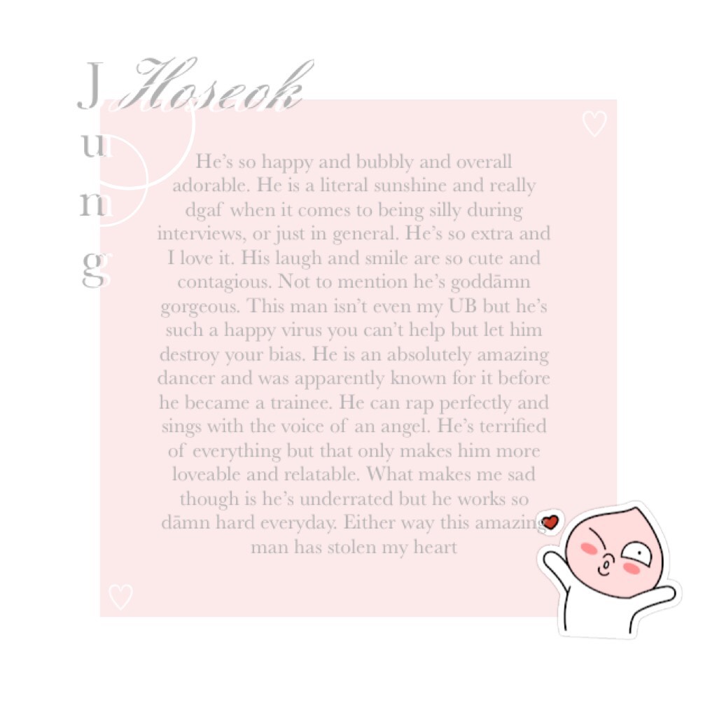 ~click~
happy birthday hobi!!!
100% inspired by the lovely michelle (_oxyjin_) her account is absolutely precious ♡
i wrote this paragraph sometime in june but i thought it would be appropriate to revamp it lol 