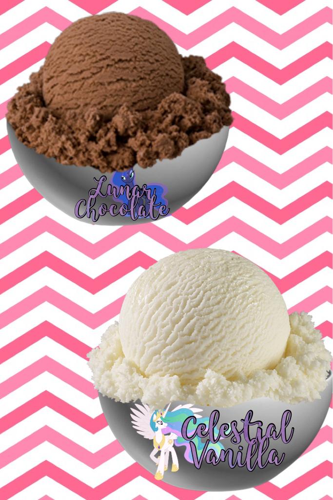 Celestial Vanilla and Lunar Chocolate ice cream 