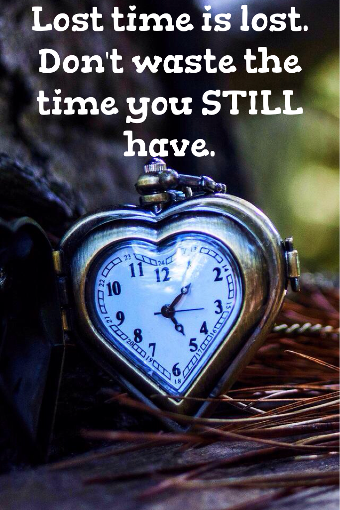 Lost time is lost. Don't waste the time you STILL have.