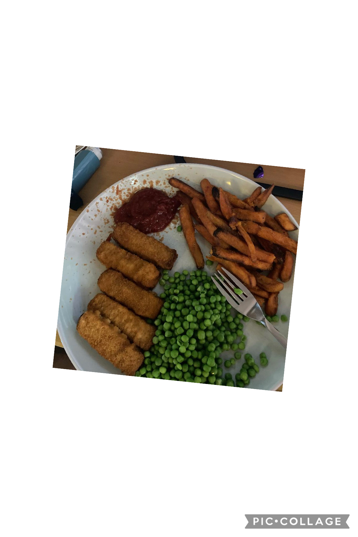 Fish and chips , garden peas