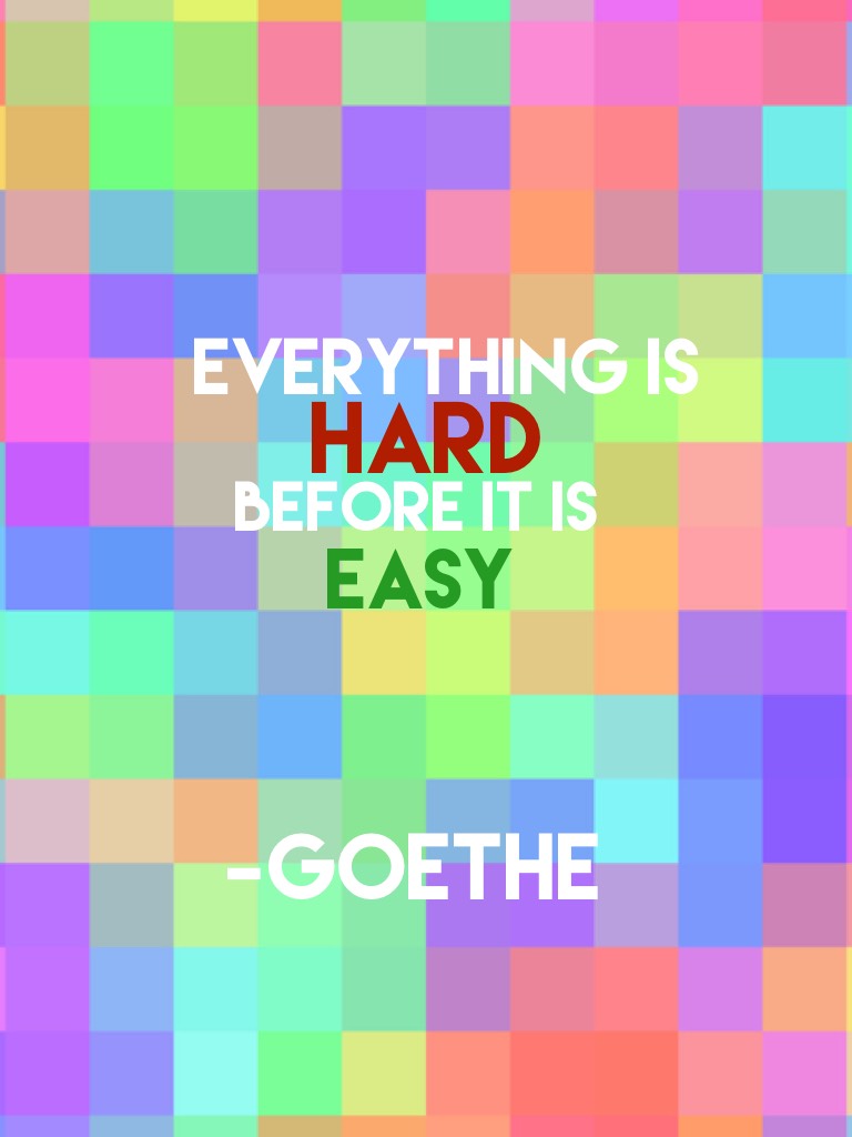 Everything is hard before it is easy. -Goethe
