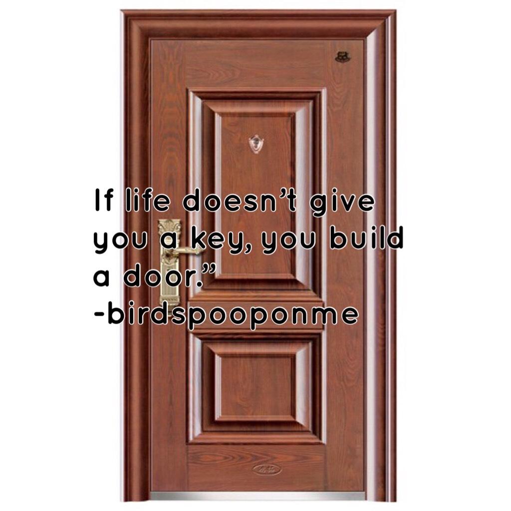 If life doesn’t give you a key, you build a door.”
-birdspooponme