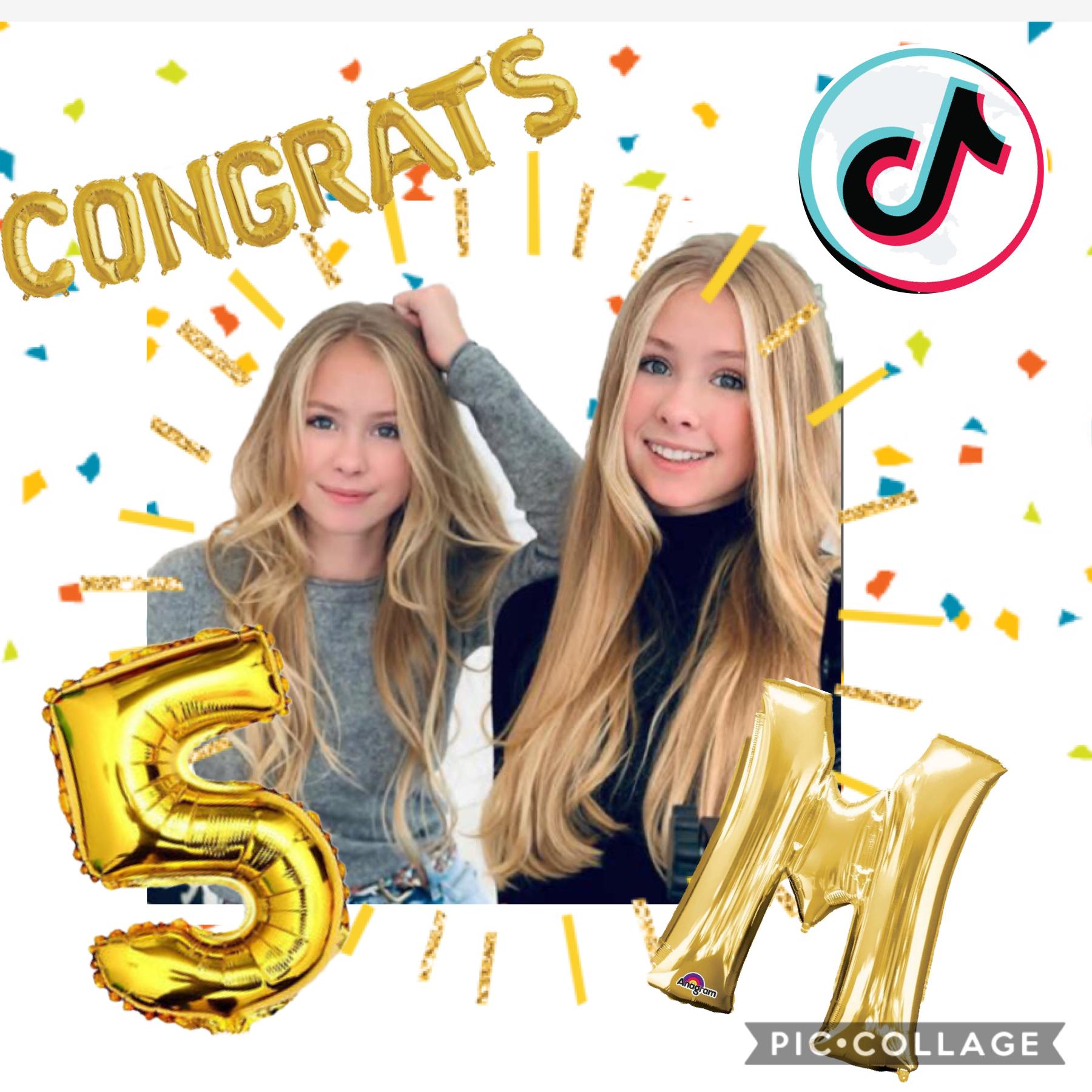TY for five million followers on tik tok we love you guys so much ❤️❤️❤️