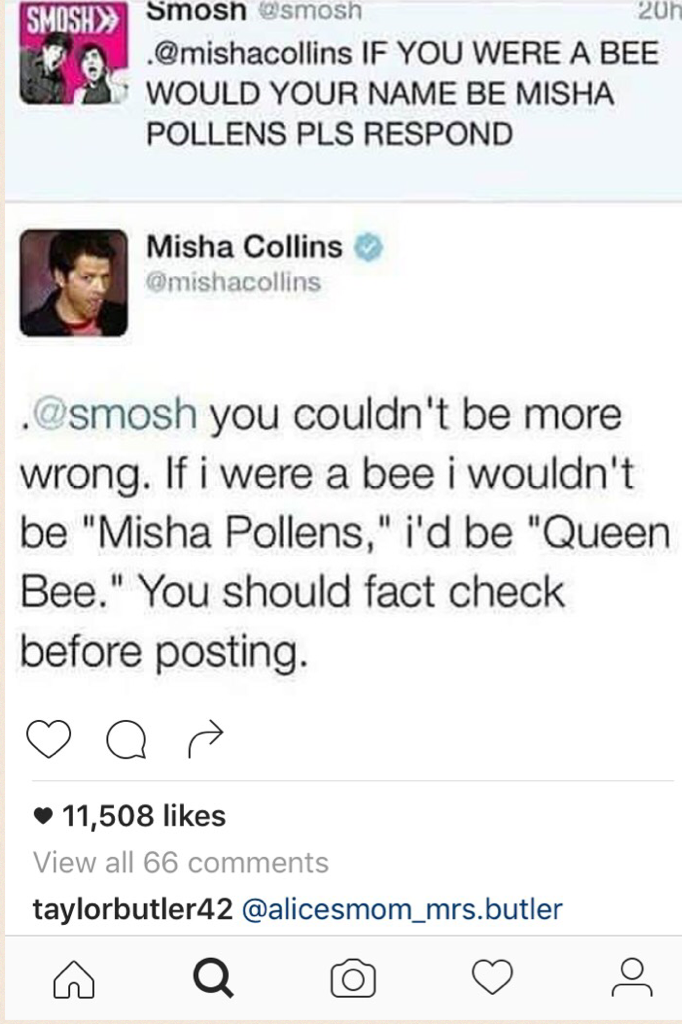 #MishaCollinsSassQueen