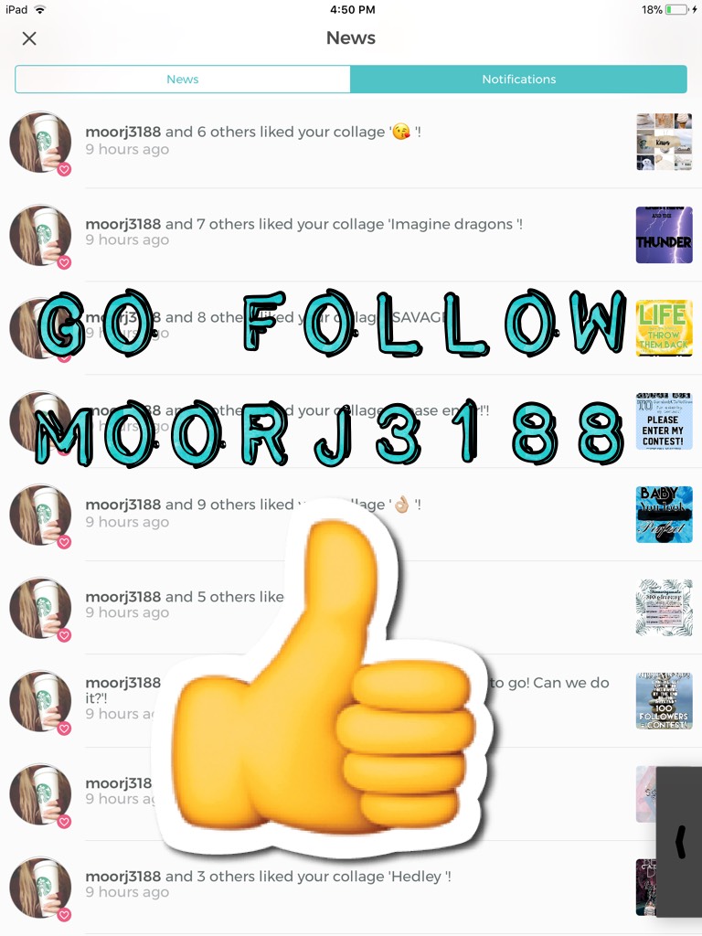 Go follow moorj3188! She is very friendly!