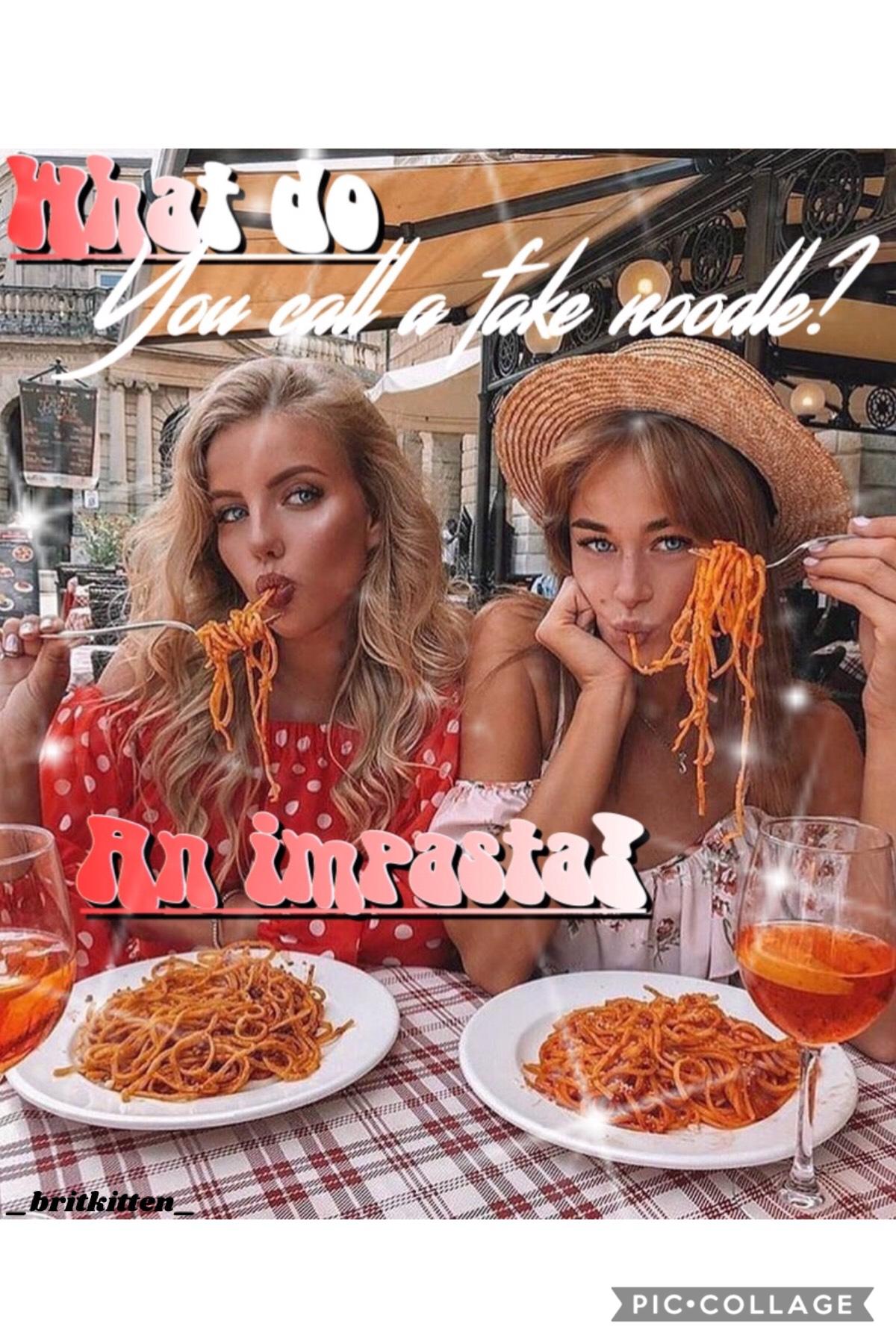 Entry to piccollage’s contest for best dad jokes! I LOVE THIS ONE 😂 QOTD- do u like spaghetti? AOTD- yes!! 🍝 is my favorite!