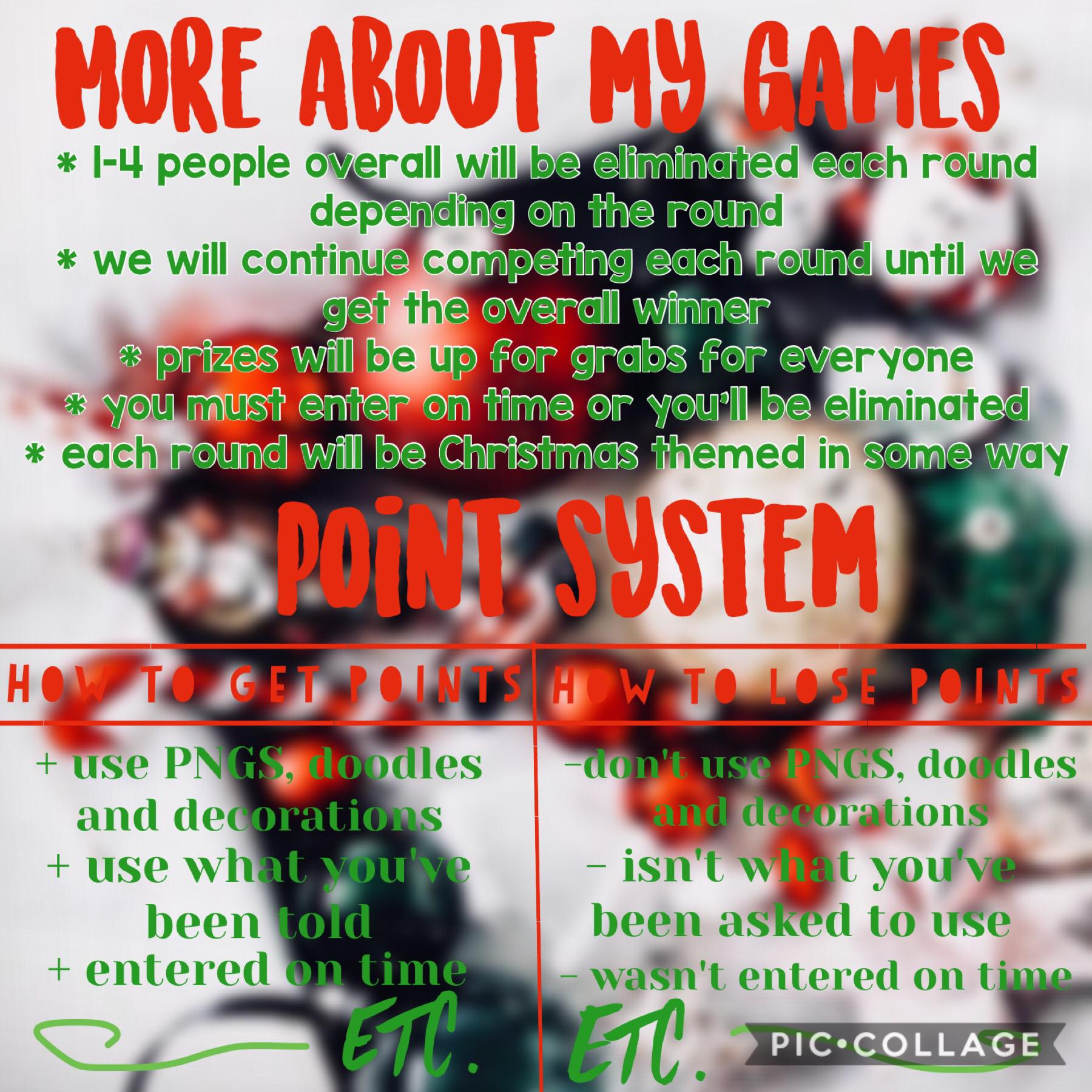 More about my games and point system! 
Spots are all full!!!!! Teams announced later