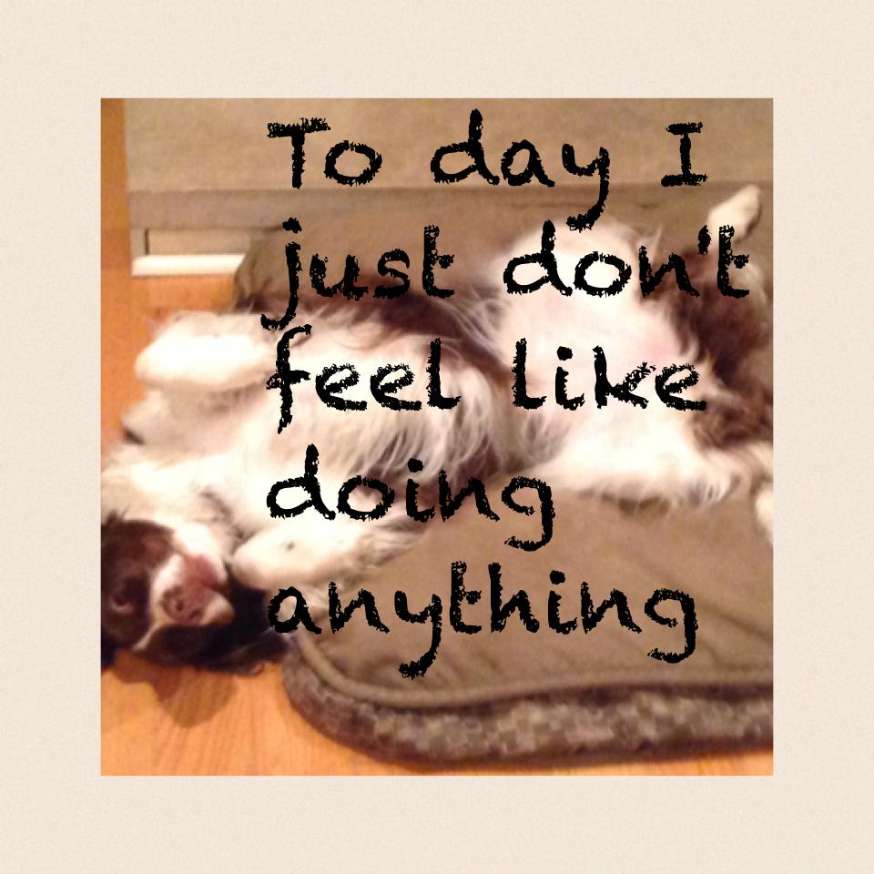 To day I just don't feel like doing anything 