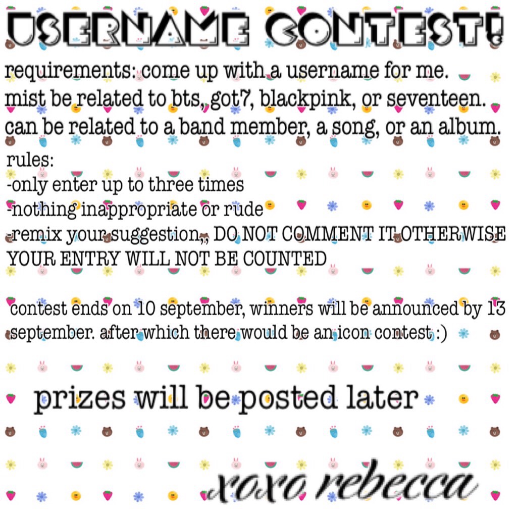 double tappityy please¡!
yeah my first contest ever :) 
HAHA im such low on inspo i cant even think of a good username:/
