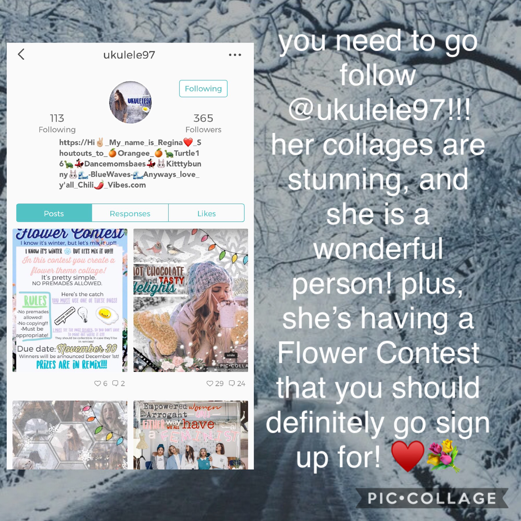 go follow @ukulele97!! & sign up for her  flower contest! ♥️