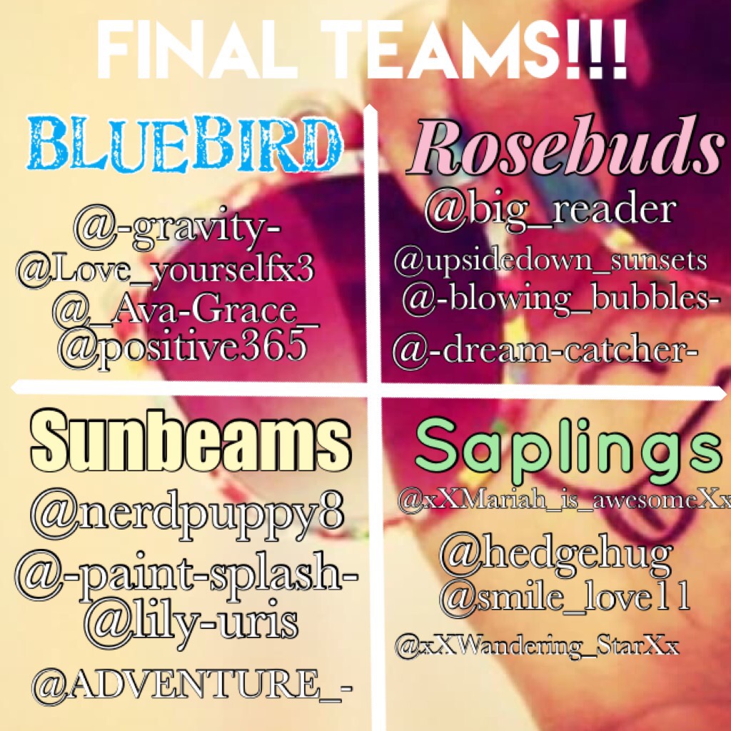 Final teams!!! Sorry if you didn’t get a place in the games, but I tried my best