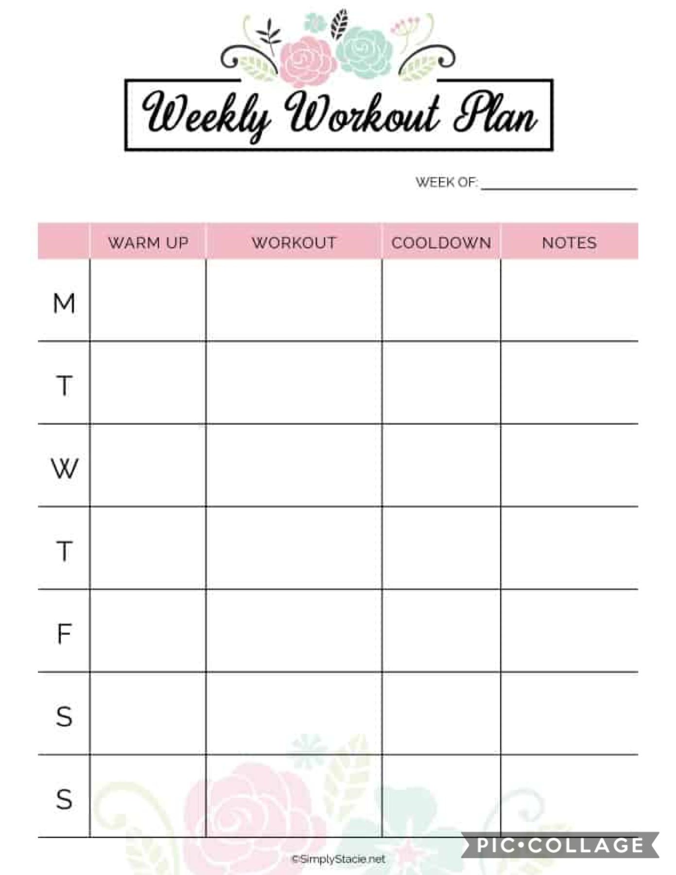 Planner to help organize your workouts!