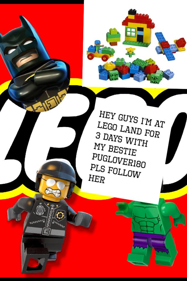 Hey guys I'm at Lego land for 3 days With my bestie puglover180 pls follow her