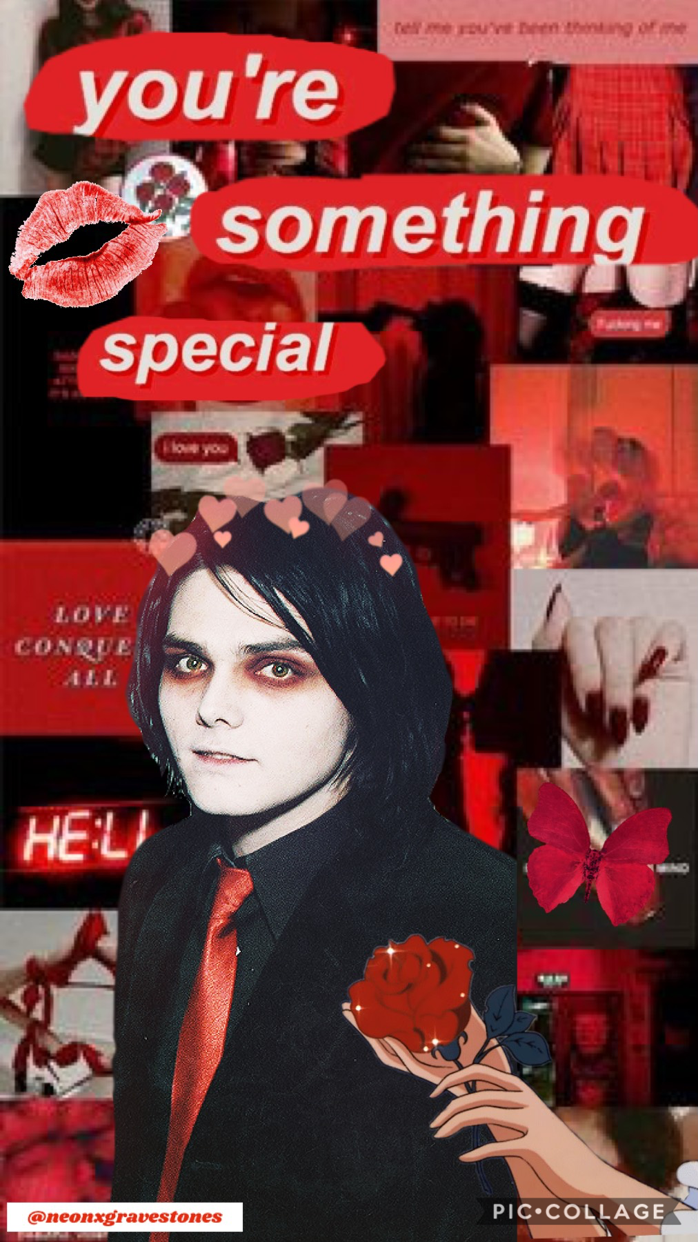 Here is a Gerard Way red aesthetic collage🍒