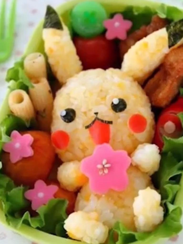 Pikachu made with rice/noodle 