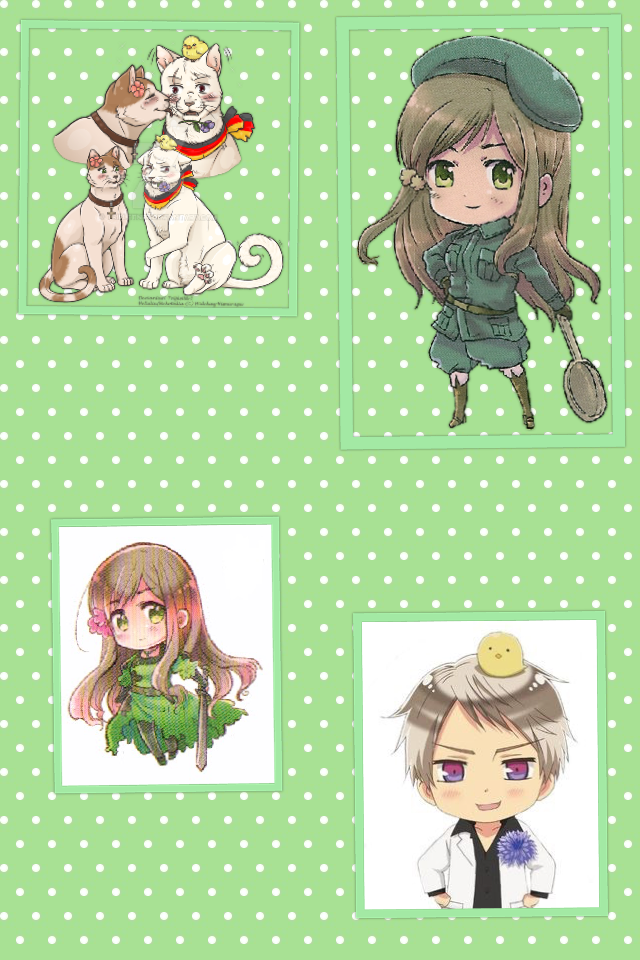 Just got really interested in Hetalia..... I am the girl, Hungary, and the guy is my boyfriend, Emilio!! I'm the tan/brown cat, he's the white one!