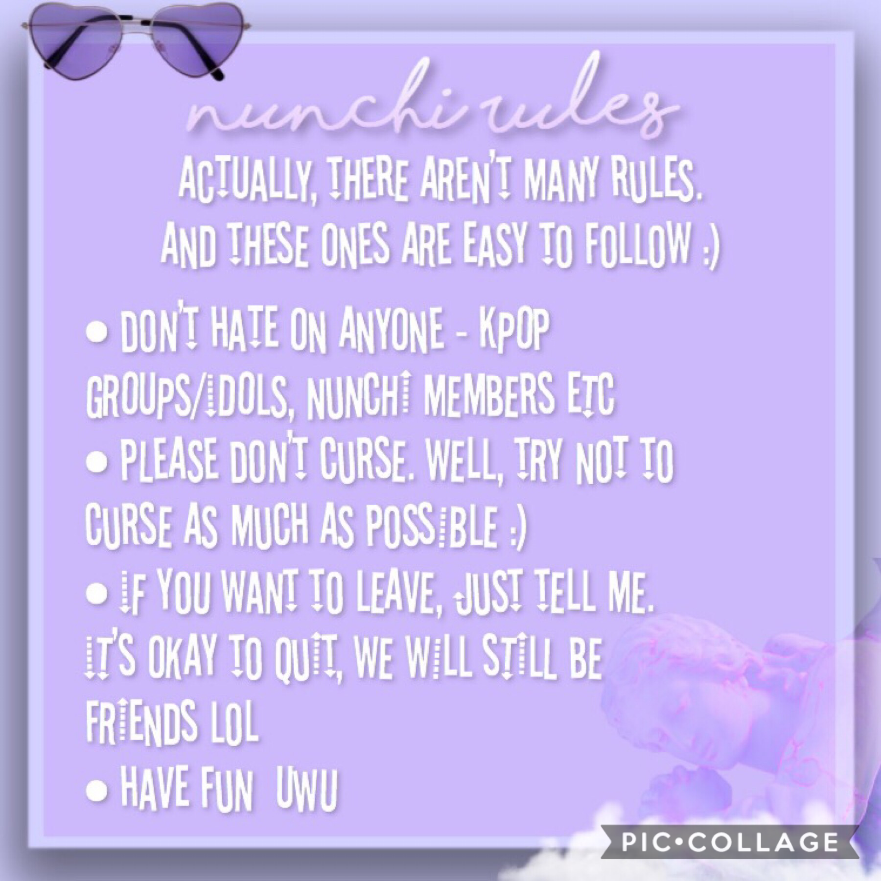 just a few rules so we can have fun without hurting anyone💜 - hannah🔮