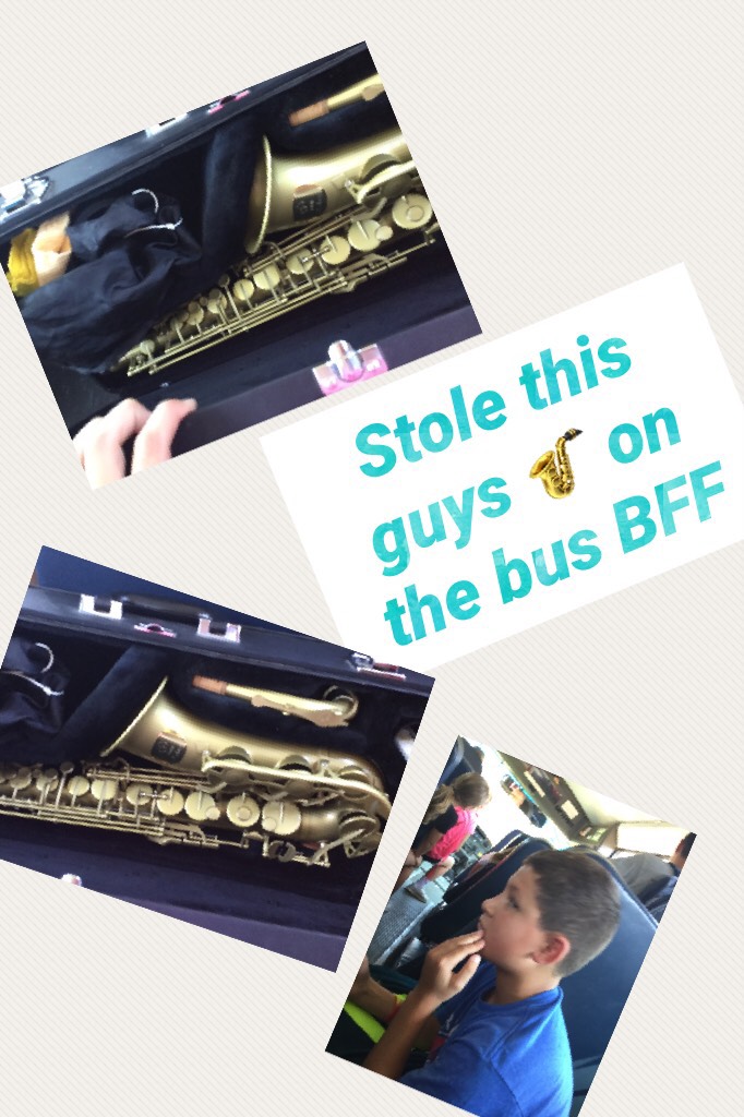Stole this guys 🎷 on the bus BFF 