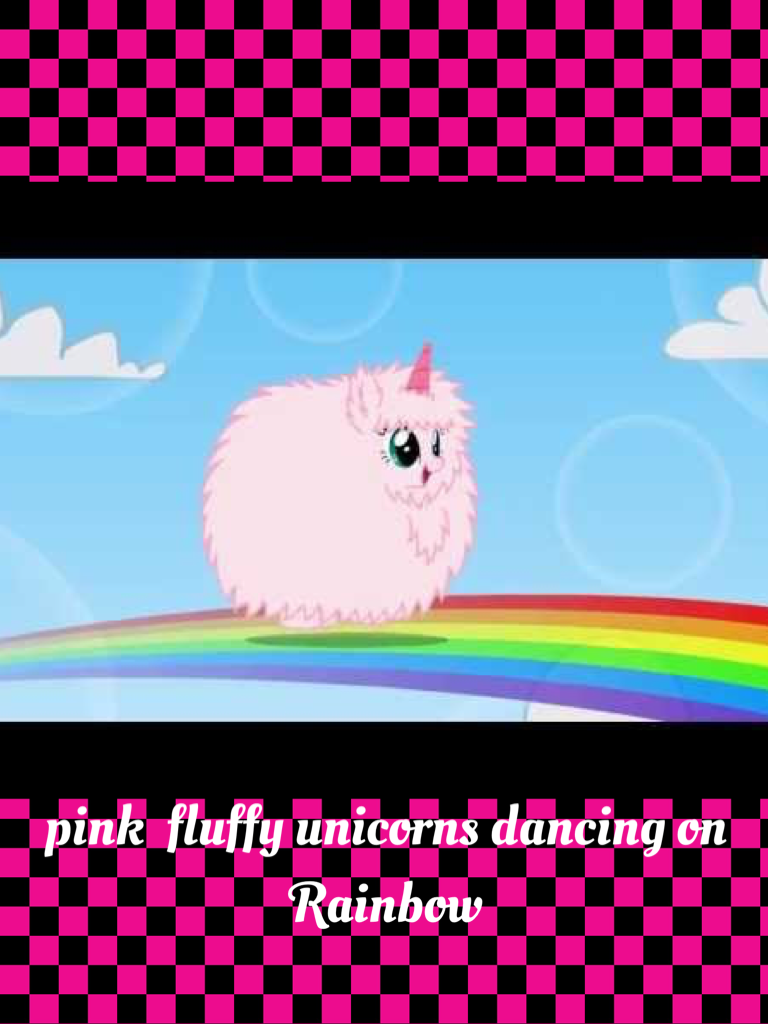 Rainbows pink dancing fluffy unicorns on 