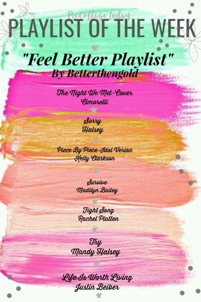 Congratulations to Betterthengold for making the featured playlist of the week!💕 If you would like a playlist you made to be featured next week, scroll to find the collage I made and follow the directions to submit it!🌸