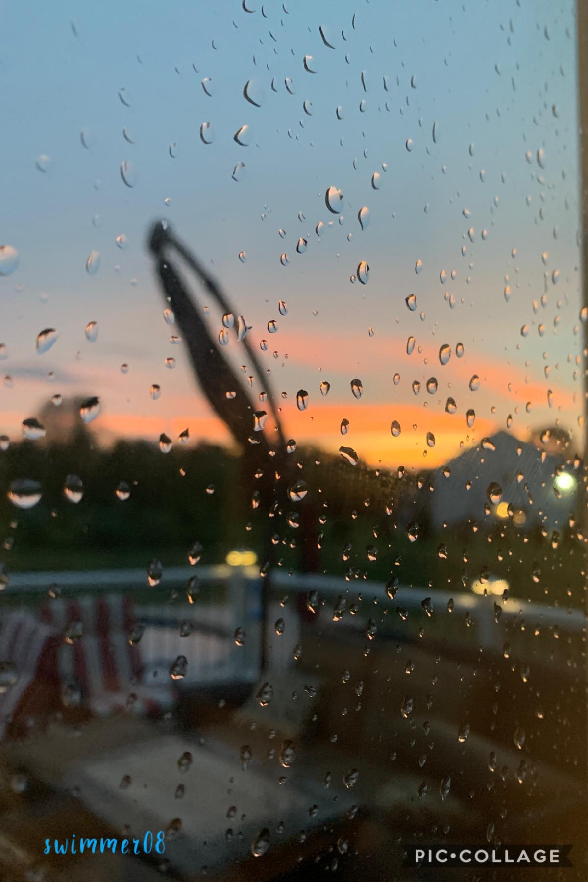 took this pic after a storm we had yesterday. sry it’s been a while since i posted. my fav part of this pic is the water droplets on the window. 💧