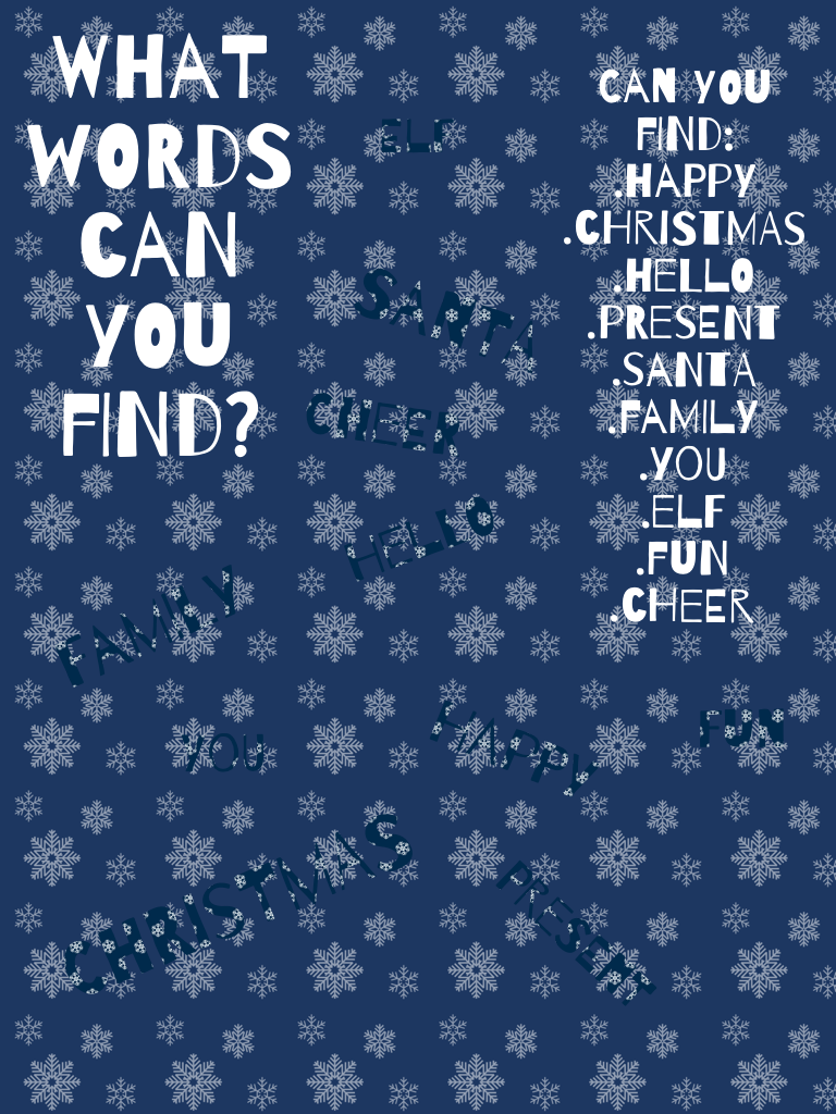 What words can you find?
In by the 25 of December 