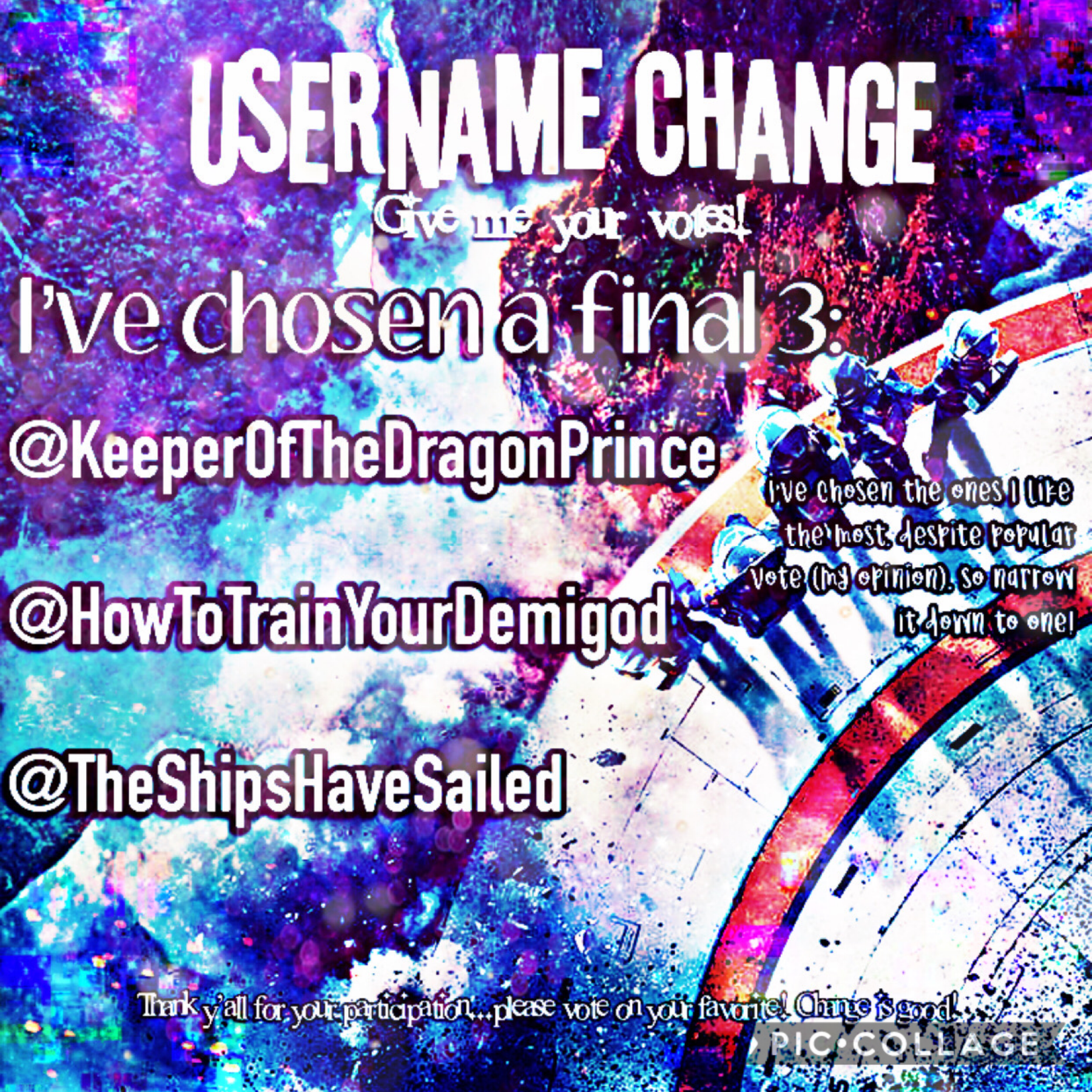 💜Username Change Final 3!💜 Please vote on your favorite, and narrow it down to one! Though popular vote was on something other, I’d like to stick to these 3. Thank y’all for your support and participation...one more poll! 