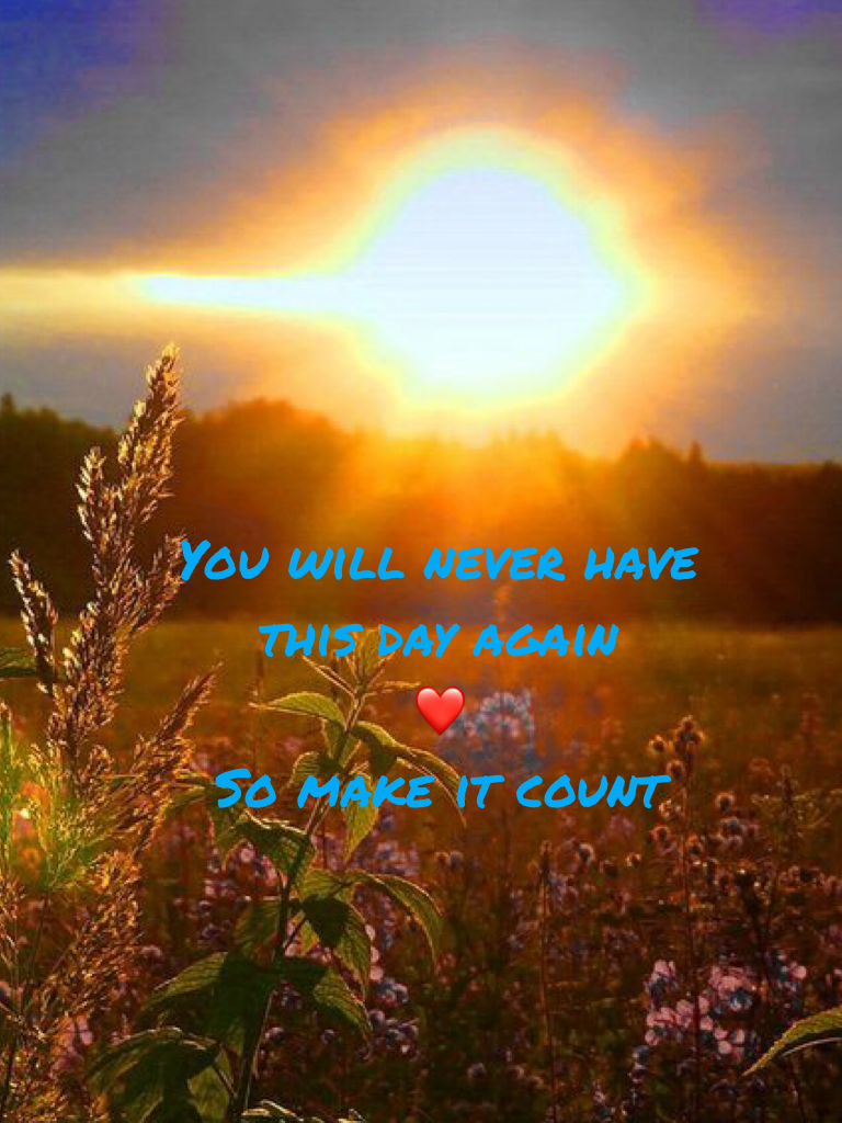You will never have this day again
❤️
So make it count 