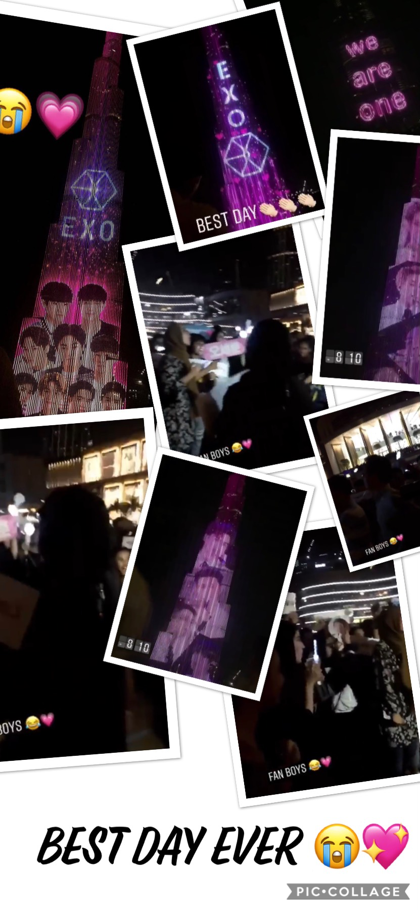 🙈 Ok, so yesterday was pretty much the second best day of my entire existence (the first was when SMTOWN was in dubai✌🏻) and my friends and I practically screamed our hearts out when they projected this on Burj Khalifa. I am so proud of ma Boys and the EX