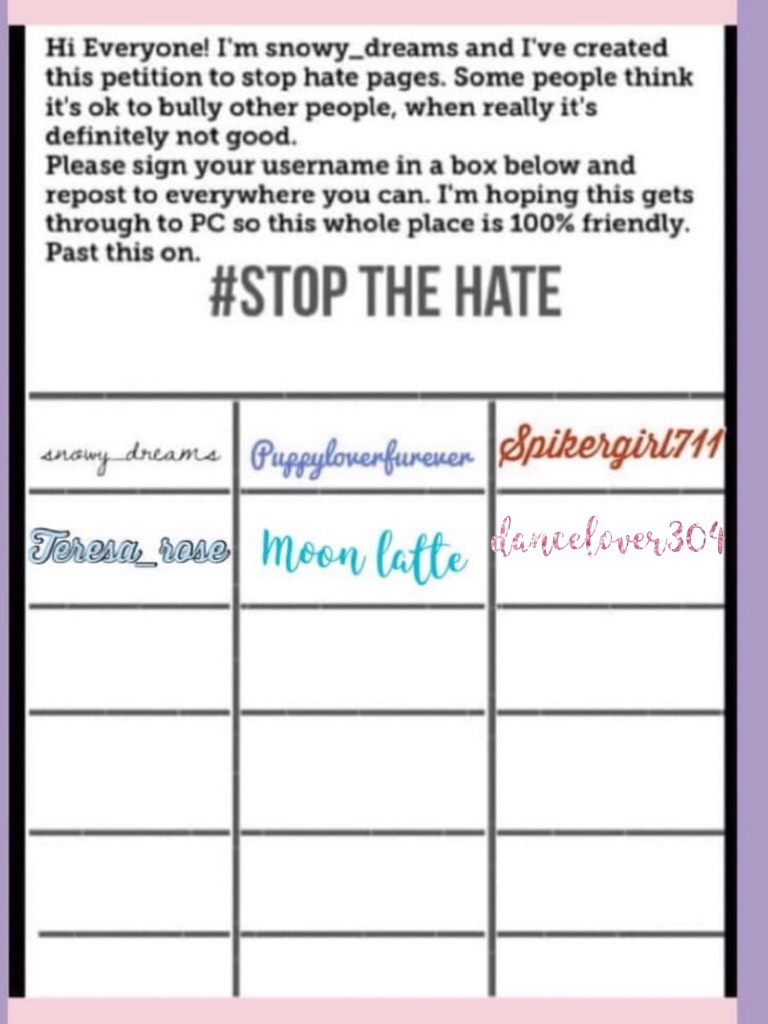#STOP THE HATE
Bullying is not okay so please repost