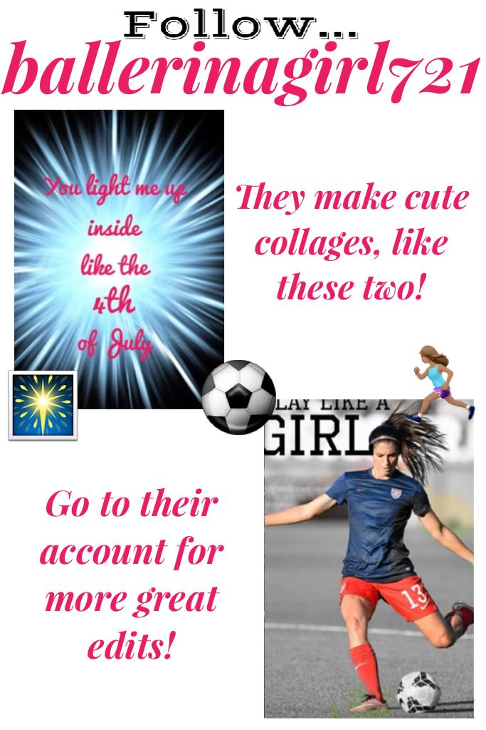 ⚽️ C L I C K ⚽️
Follow: ballerinagirl721🏃🏽‍♀️🎆
Fill out the form further down my page for a shoutout!