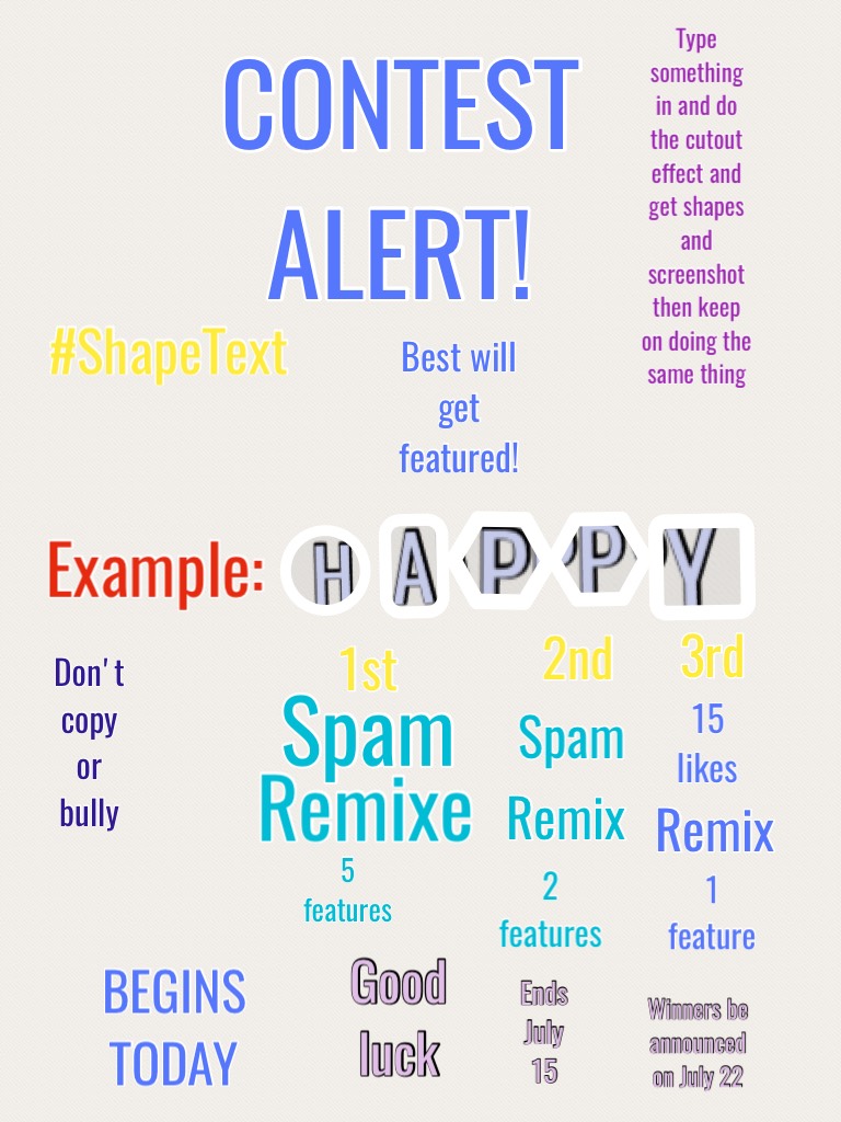 Don't forget to put #ShapeText to enter you in the contest!