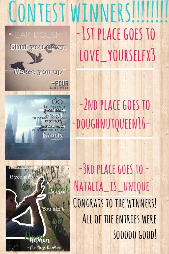 Congrats!!!!! (Tap)🎉
All of your entries were amazing!
Sorry I posted them late😬

I will try my best to post more!💙