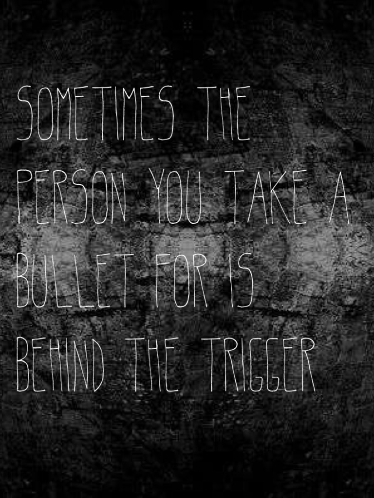 Sometimes the person you take a bullet for is behind he trigger, again another fall out boy quote