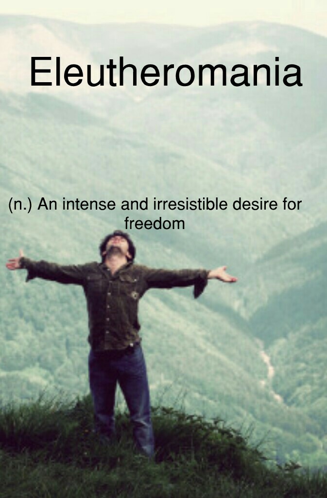 (n.) An intense and irresistible desire for freedom