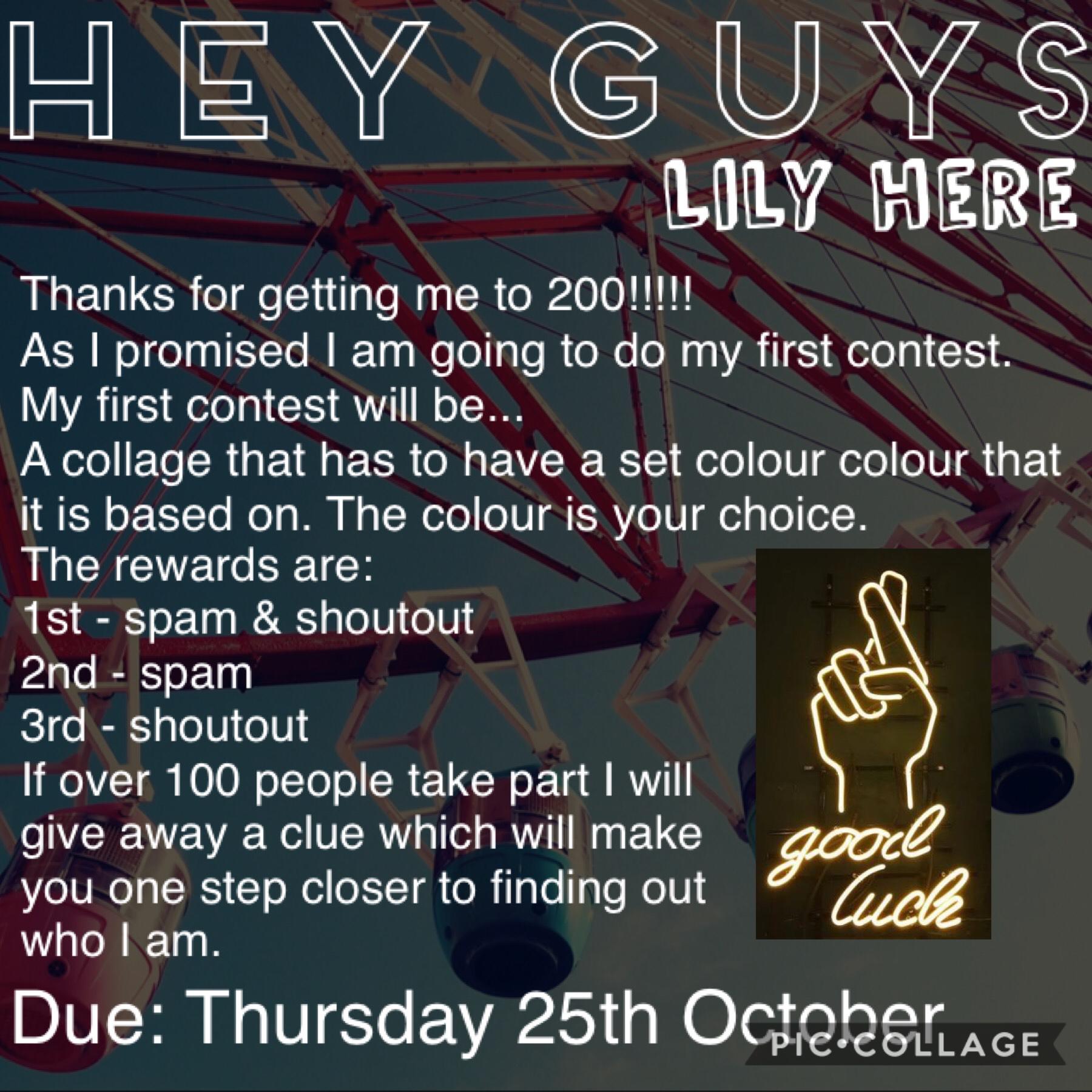 Hey guys (tap)
Thank you soooooo much for 200 followers. This really means a lot to me. Good luck with the contest. Can’t wait to see what you guys creat. Btw to it in the remixes.
Lily❤️