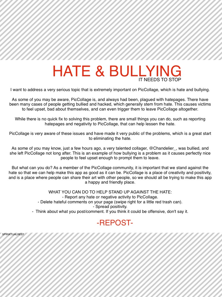 HATE & BULLYING -REPOST AND SPREAD THE MESSAGE-
#projectbringbackChandeleir_ 