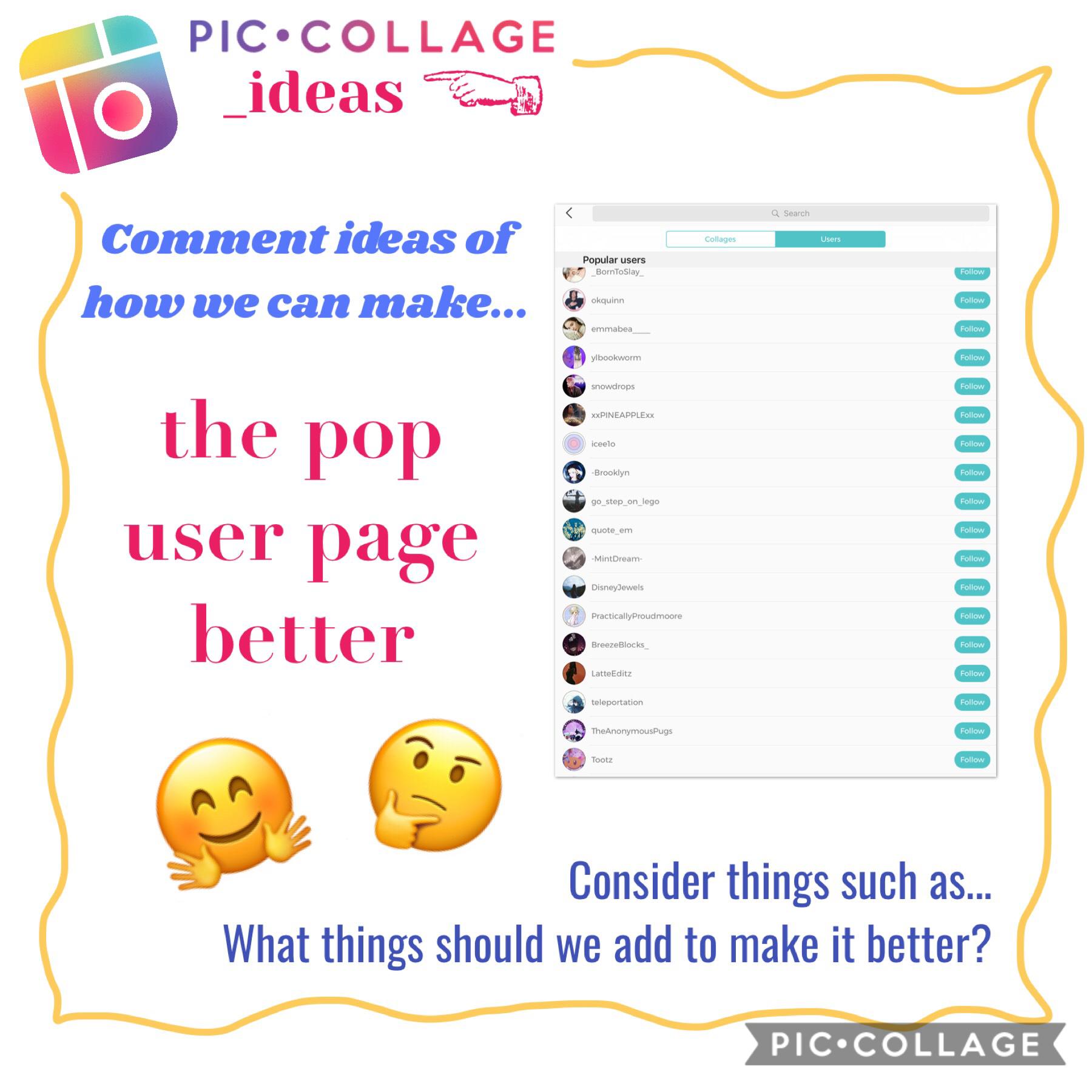 How can we make the pop user page better?