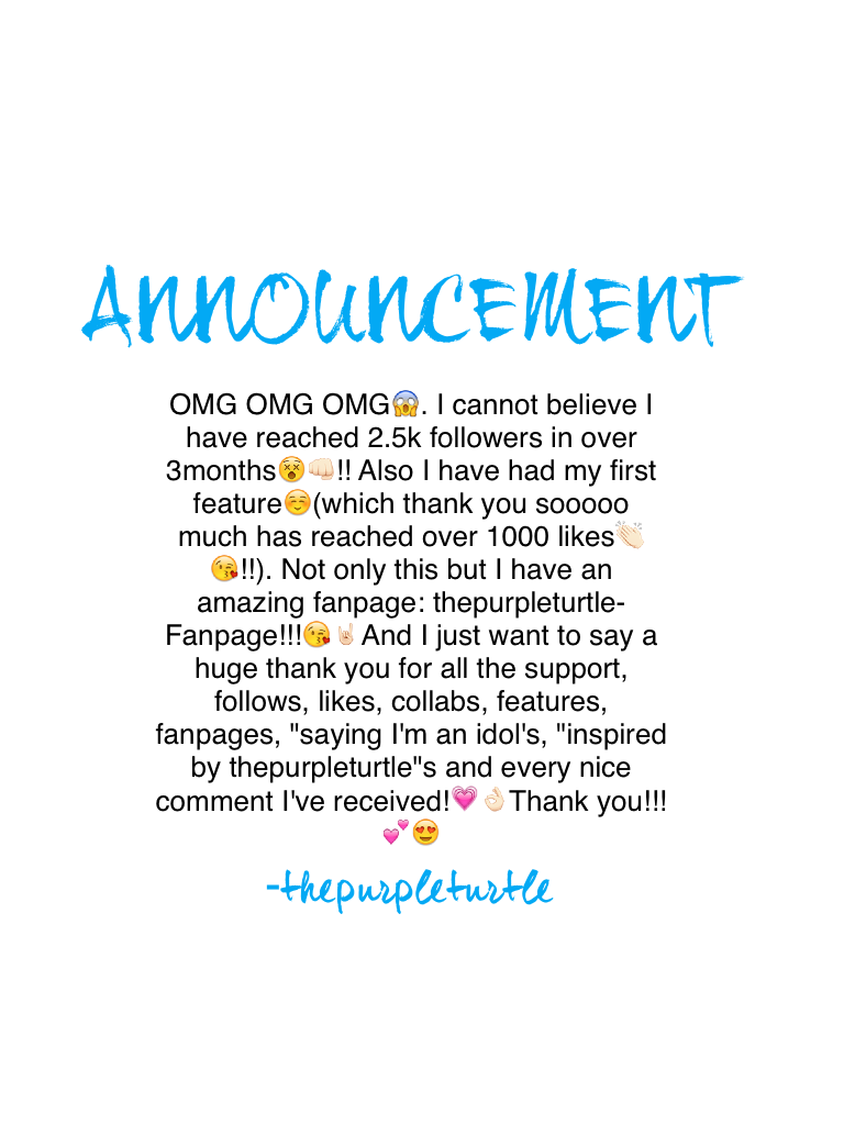 ☄ANNOUNCEMENT☄
Says it all, I can't thank you all enough!!💗😘