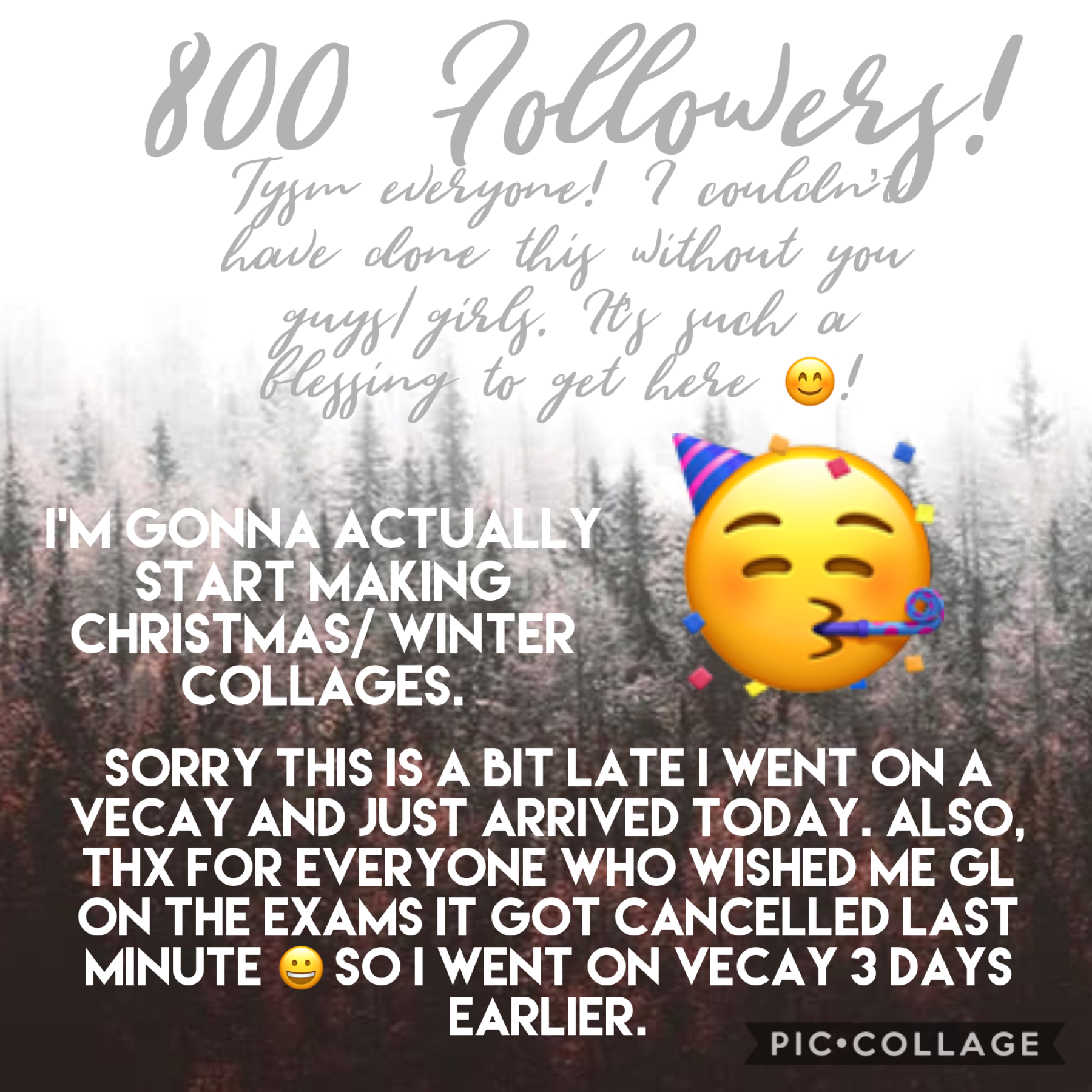 Hey guys! Sorry this is so late! I went on a fun vecay for a week so I wasn’t able to be on PC. Thx for understanding, and thx for 800!