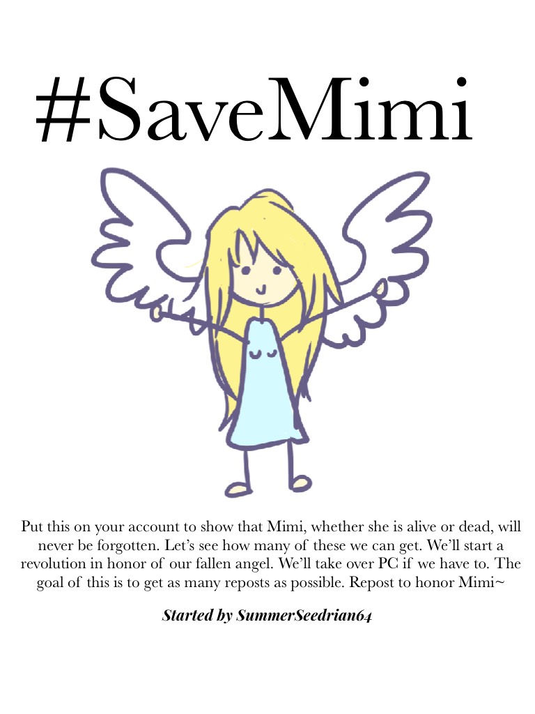 Repost this. Don’t just scroll past when you see this on your home feed. Repost for Mimi.