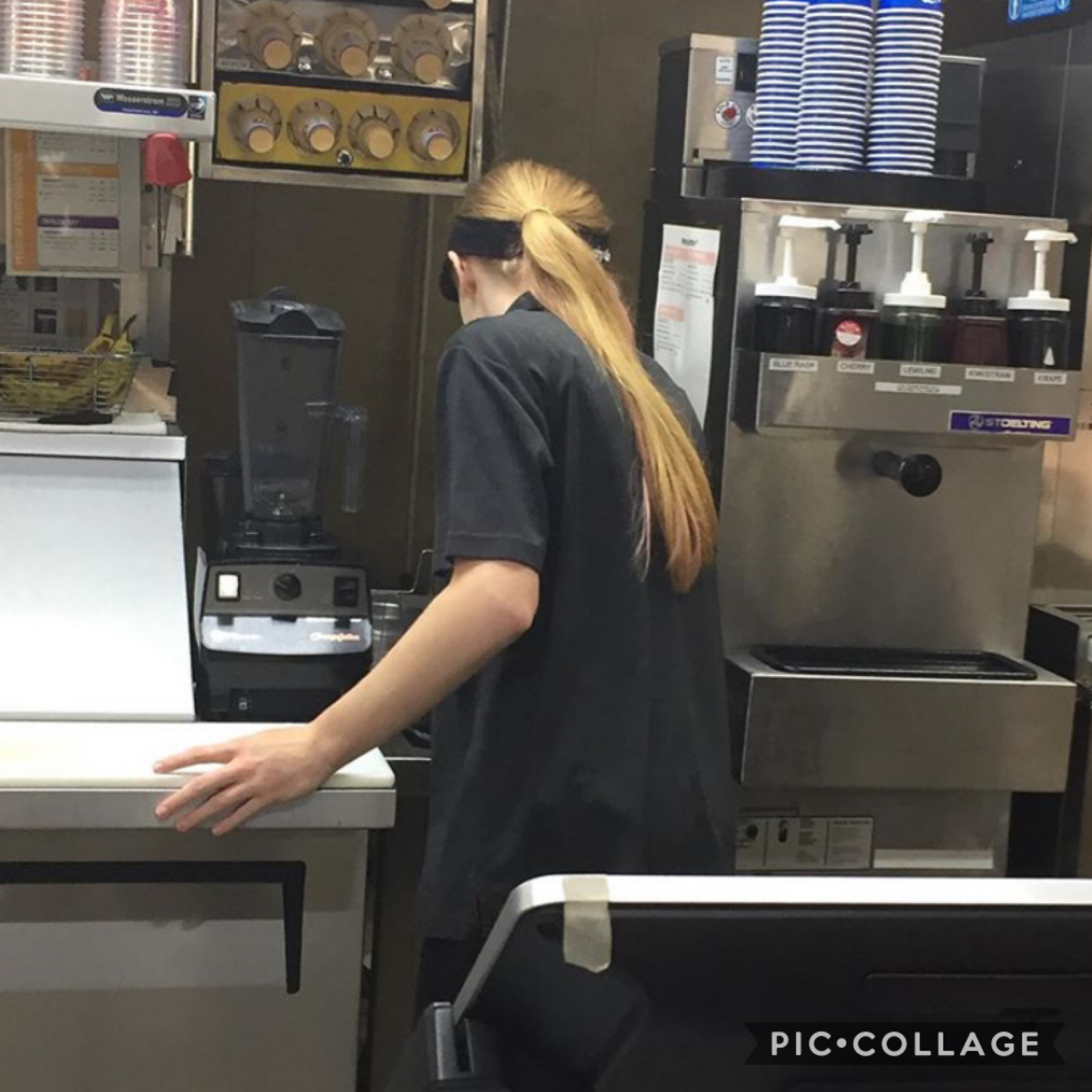 Behold, the only existing photo of me at work, courtesy of mckayla lol. I look terribly and I hate it but I’m just using it to say that I don’t hATE my job, but I definitely don’t love it like at all. It’s just. Tolerable. Yeah. So! Yeah! But i have a ste