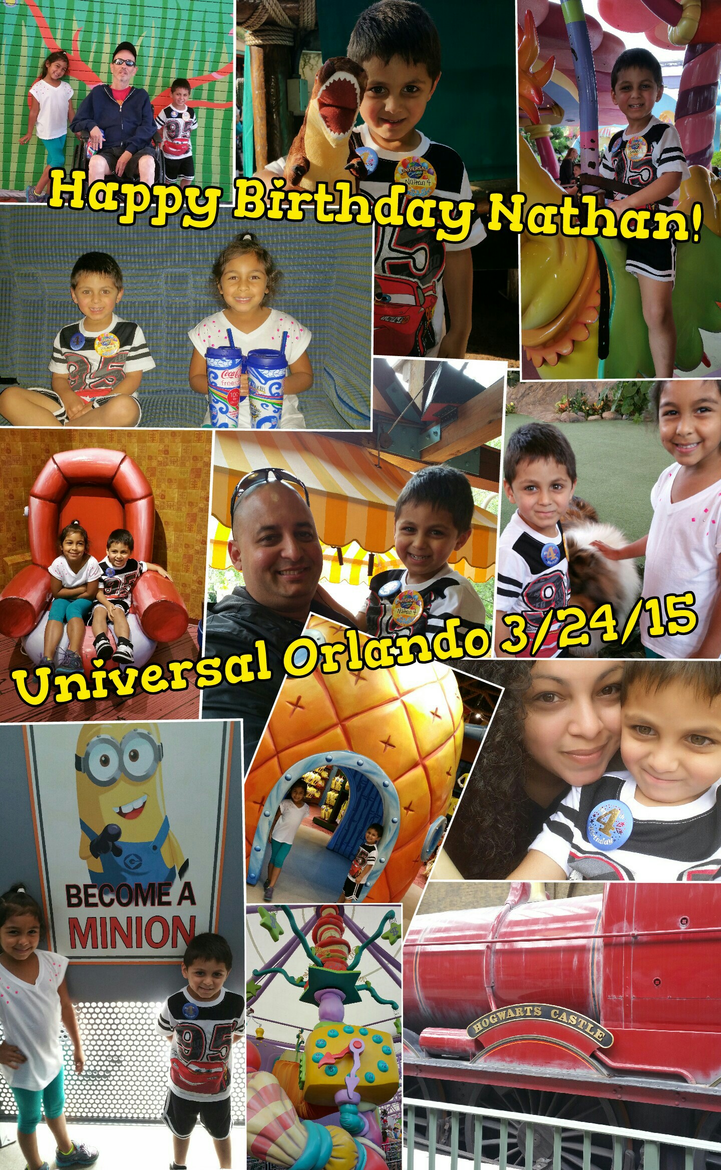Universal Orlando 3/24/15
Fun, fun, fun for Nathan's 4th birthday. 