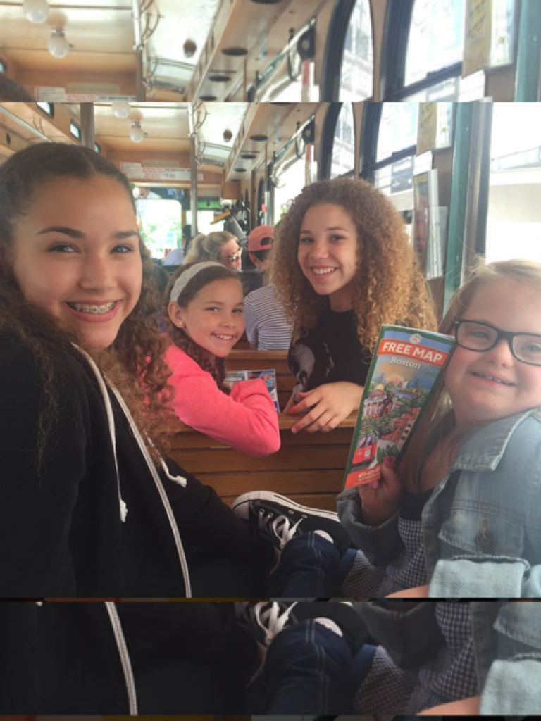 Taking a trolley ride around Boston with the Haschak sisters!
