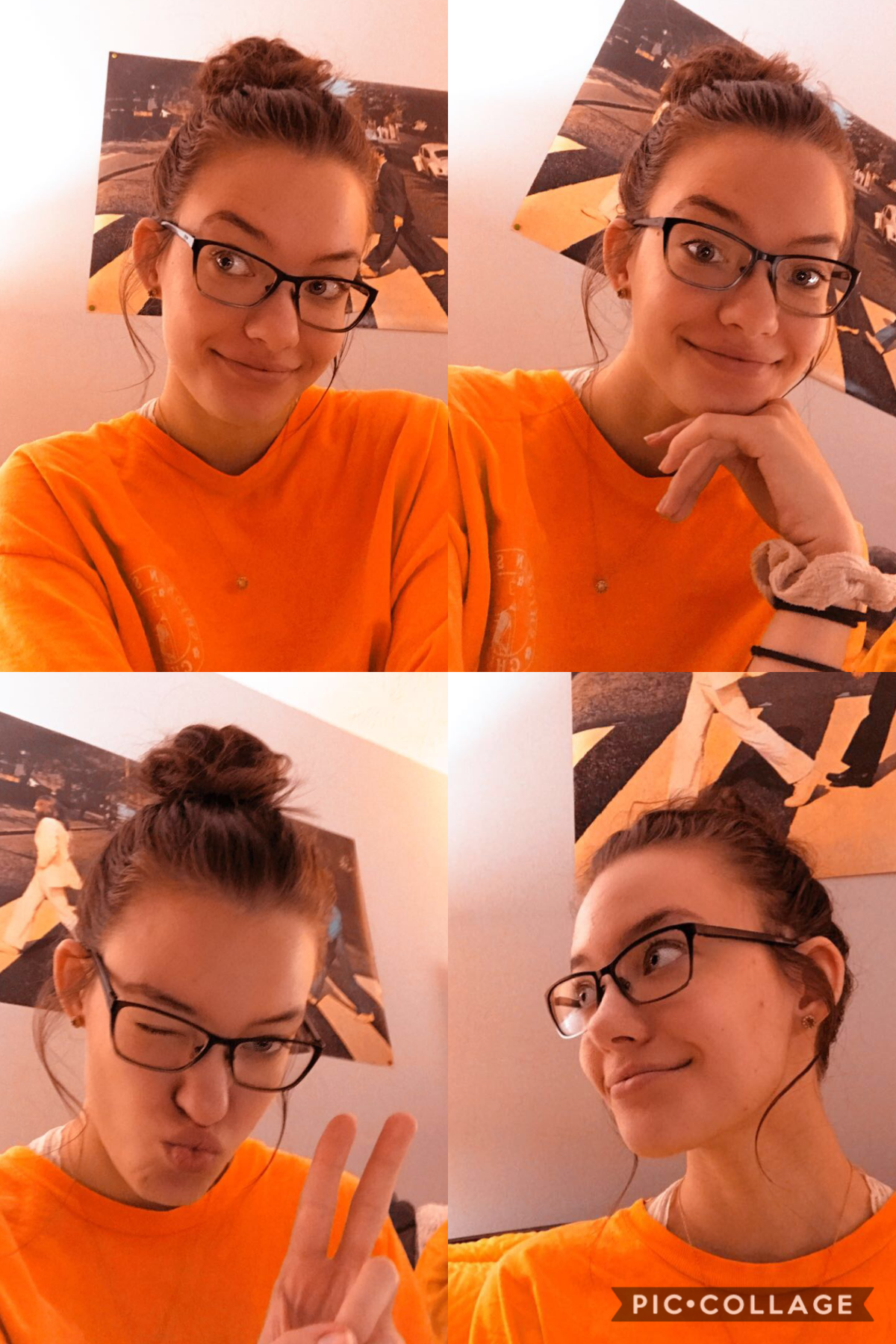 i’ve been feeling very autumnal lately because it’s been 82 and rainy in Georgia instead of a piping hot 98 every day 😂🍁 (this filter changes my shirt from green to orange which i loooove) and! i’ve been getting better at messy buns and it’s my go to hair