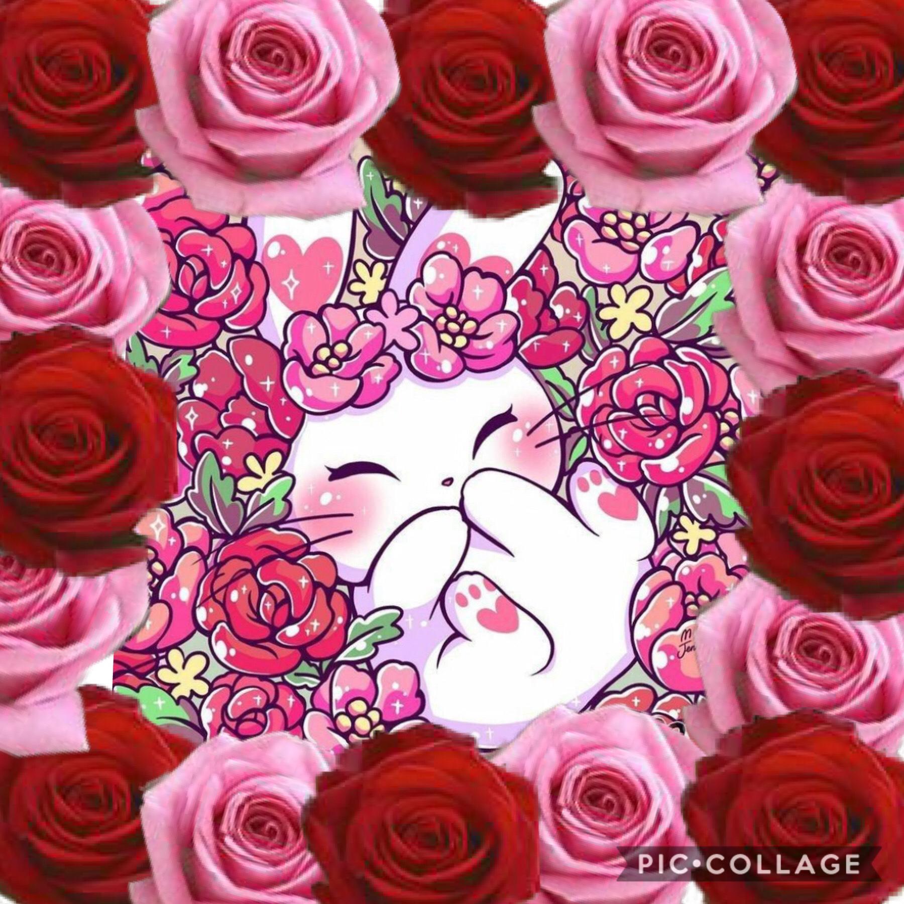 Here is this cute bunny drawing paired with a bunch of pretty little roses!!!