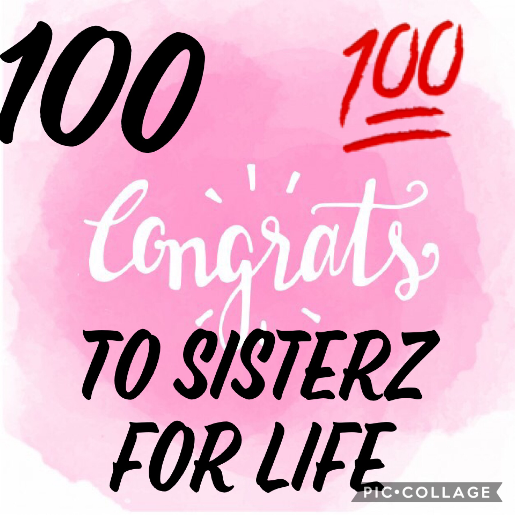 Tap
Congrats to Sisterz_For_Life on 100 guys you guys deserve it
If your not already following them then go right now because there amazing people and a great friend to have on pic collage 💕