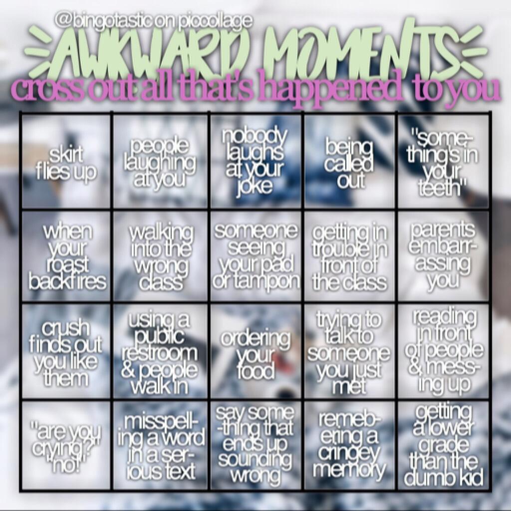 i could remember something from yesterday and cringe oml 😂 i wanna try to make at least one bingo a day, but school really sucks man i wish it was already christmas break 😭